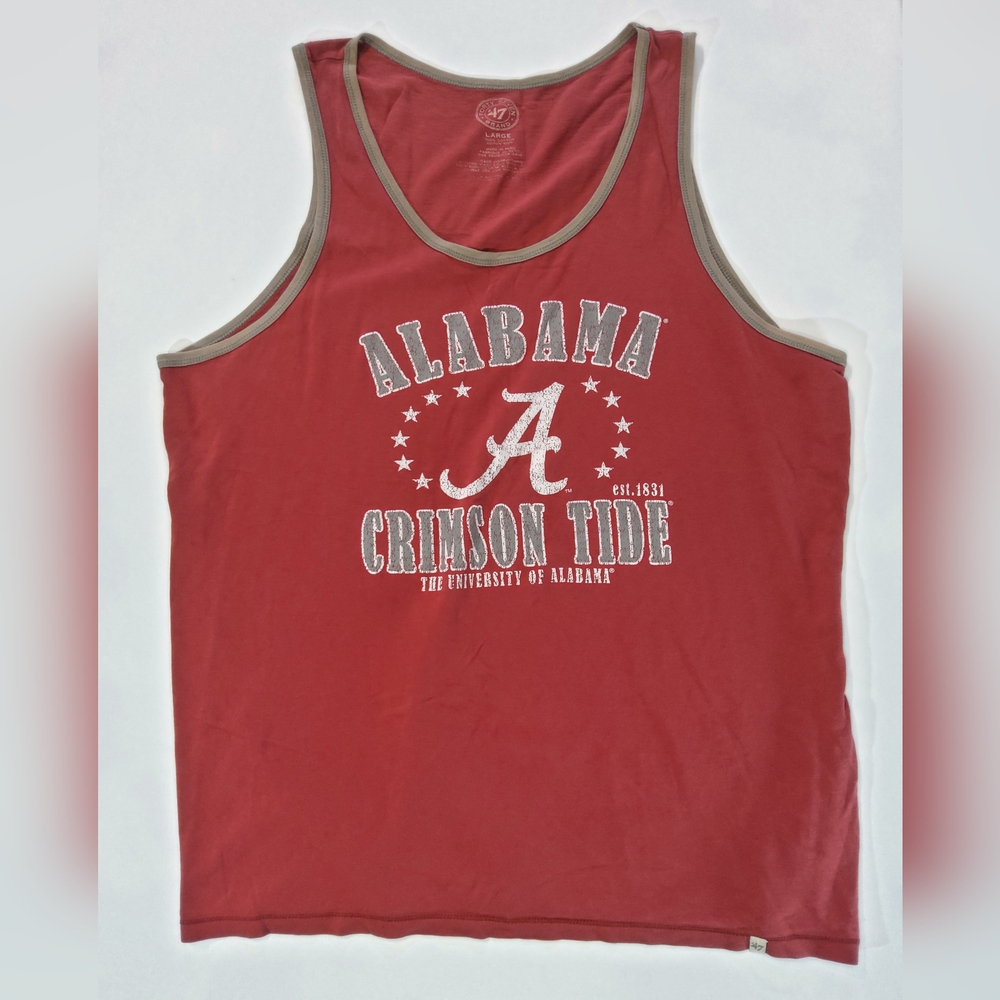 Alabama Crimson Tide Mens Tanks Top Large Red White Logo '47 Brand NCAA Football